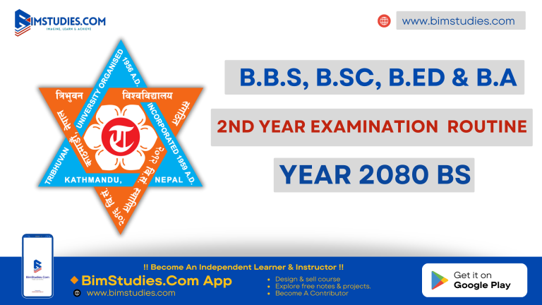 Exam Schedule-4 Years BBS, BSc, BA & B Ed 2nd Year 2080 BS